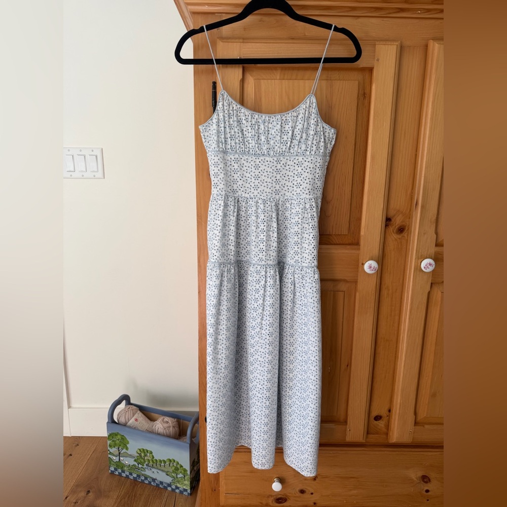 Doen Benoit sheer eyelet Light Blue Floral Midi Dress